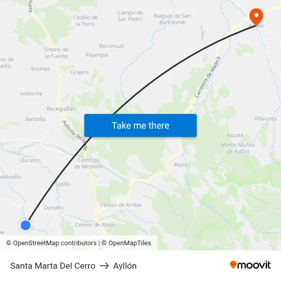 Santa Marta Del Cerro to Ayllón map
