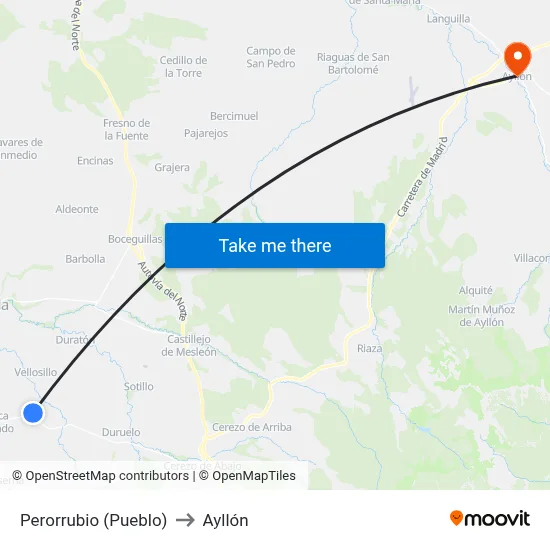 Perorrubio (Pueblo) to Ayllón map