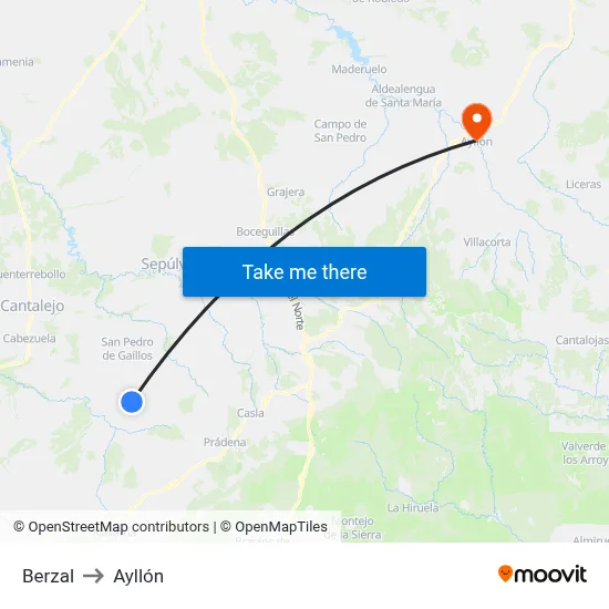 Berzal to Ayllón map
