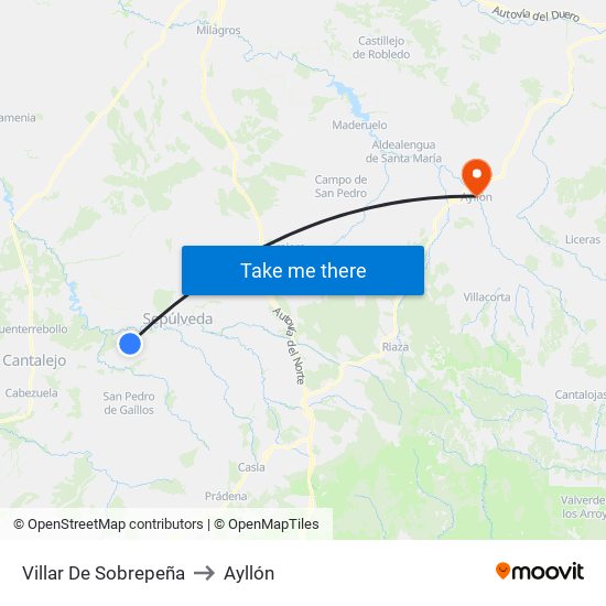Villar De Sobrepeña to Ayllón map
