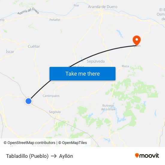 Tabladillo (Pueblo) to Ayllón map
