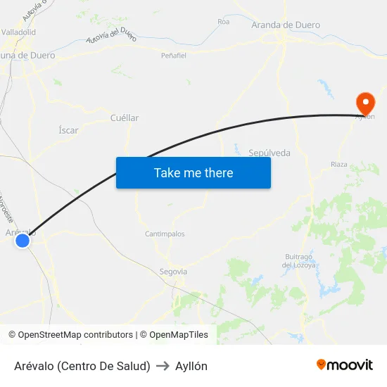 Arévalo (Centro De Salud) to Ayllón map