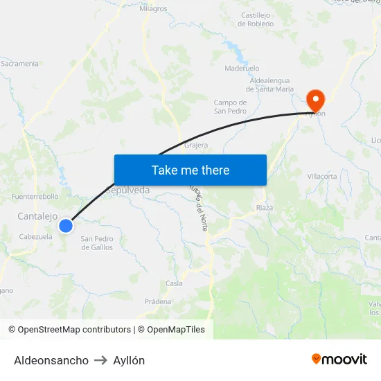 Aldeonsancho to Ayllón map