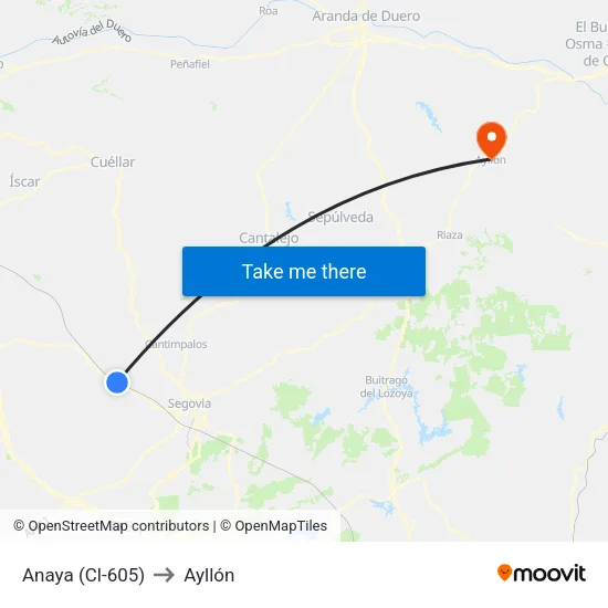 Anaya (Cl-605) to Ayllón map