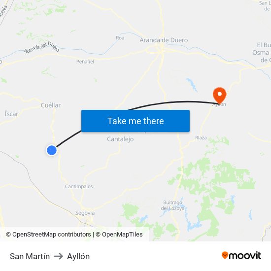 San Martín to Ayllón map