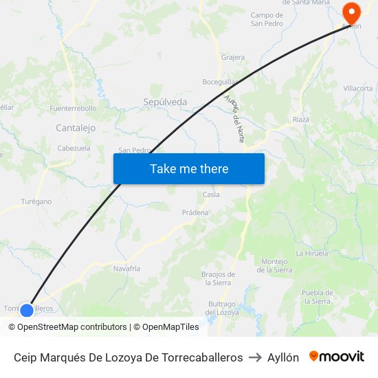 Ceip Marqués De Lozoya De Torrecaballeros to Ayllón map