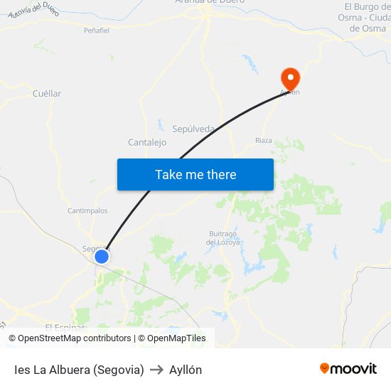 Ies La Albuera (Segovia) to Ayllón map