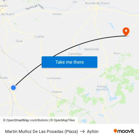 Martin Muñoz De Las Posadas (Plaza) to Ayllón map