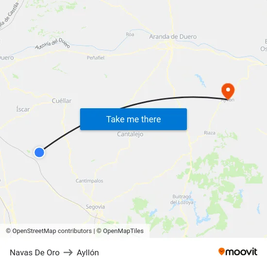 Navas De Oro to Ayllón map