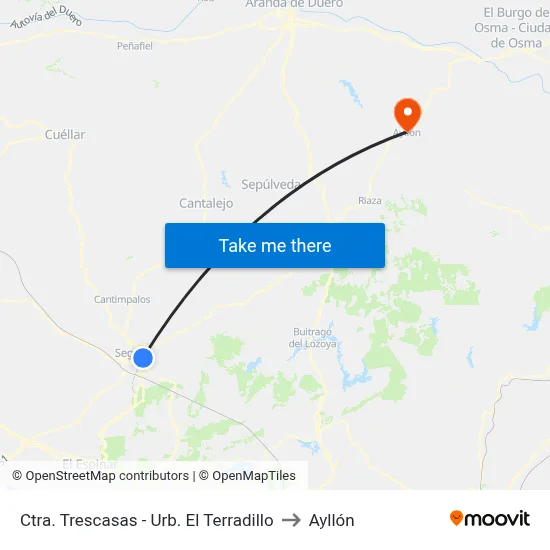 Ctra. Trescasas - Urb. El Terradillo to Ayllón map