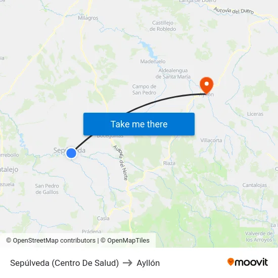 Sepúlveda (Centro De Salud) to Ayllón map