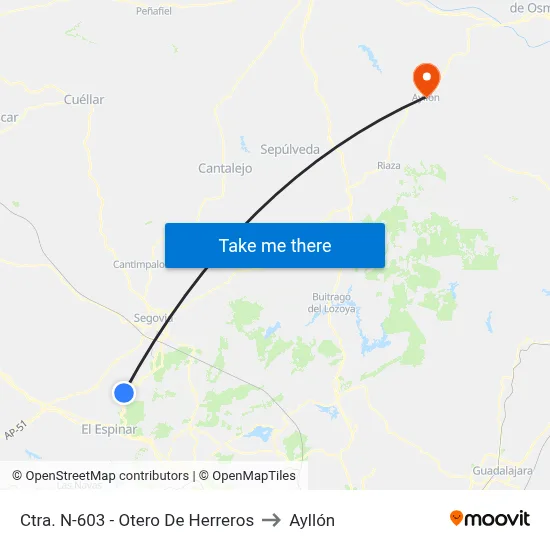 Ctra. N-603 - Otero De Herreros to Ayllón map