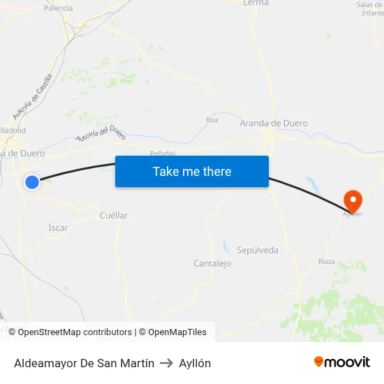 Aldeamayor De San Martín to Ayllón map