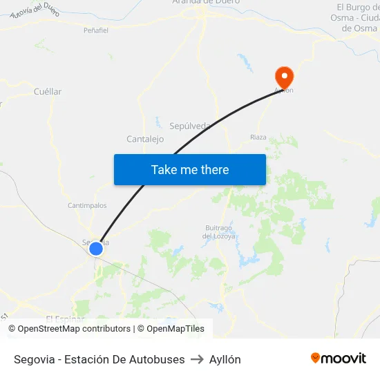 Segovia - Estación De Autobuses to Ayllón map