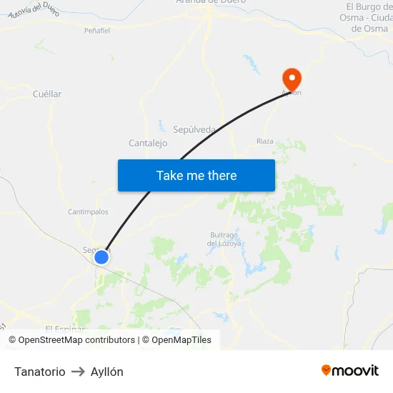 Tanatorio to Ayllón map