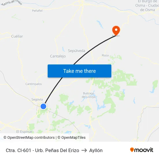 Ctra. Cl-601 - Urb. Peñas Del Erizo to Ayllón map