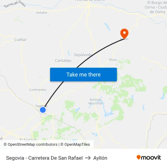 Segovia - Carretera De San Rafael to Ayllón map
