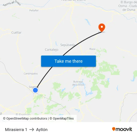 Mirasierra 1 to Ayllón map