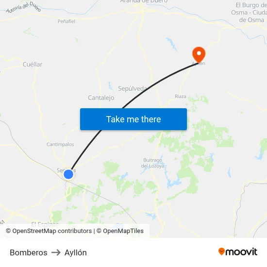 Bomberos to Ayllón map