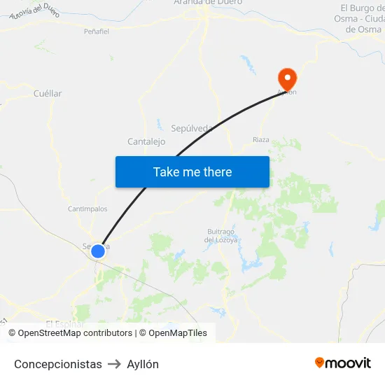 Concepcionistas to Ayllón map