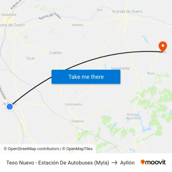 Teso Nuevo - Estación De Autobuses (Myla) to Ayllón map