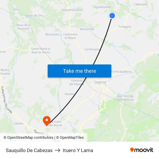 Sauquillo De Cabezas to Ituero Y Lama map