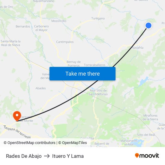 Rades De Abajo to Ituero Y Lama map