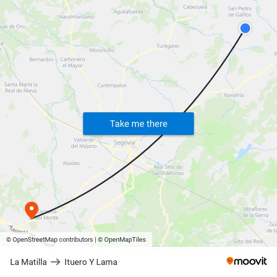 La Matilla to Ituero Y Lama map