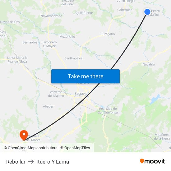 Rebollar to Ituero Y Lama map