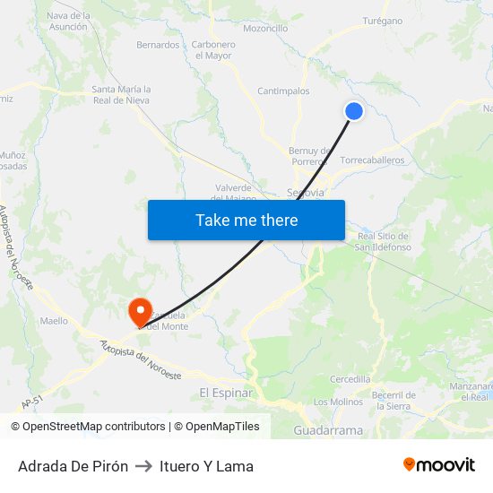 Adrada De Pirón to Ituero Y Lama map