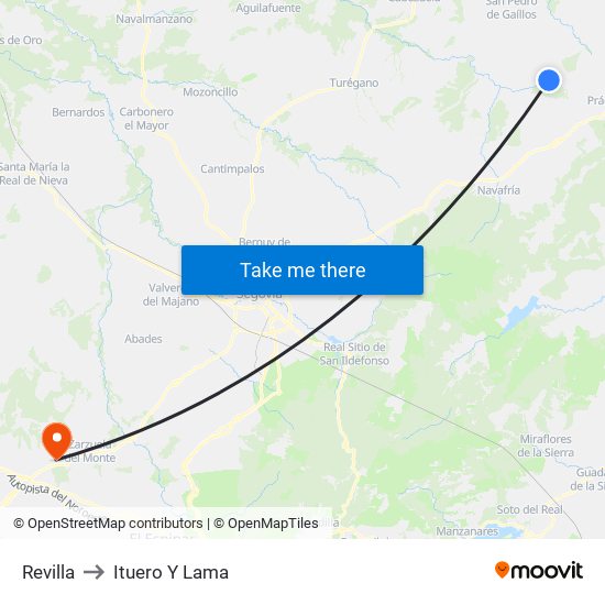 Revilla to Ituero Y Lama map