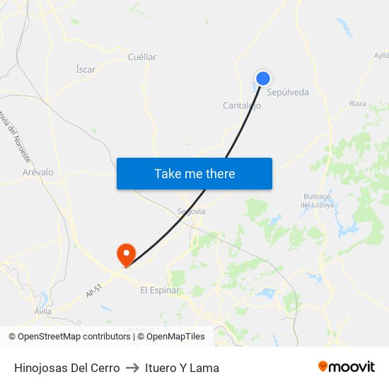 Hinojosas Del Cerro to Ituero Y Lama map