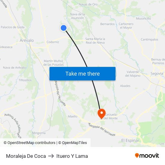 Moraleja De Coca to Ituero Y Lama map