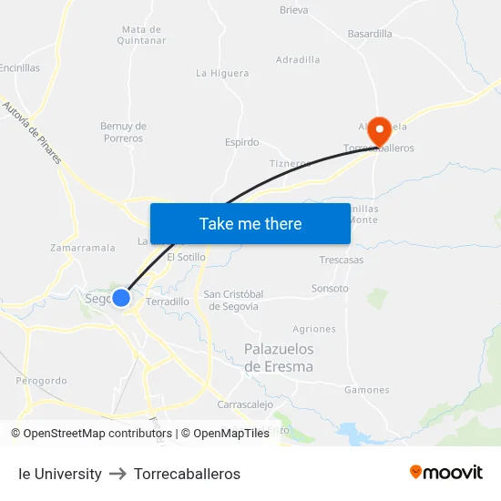 Ie University to Torrecaballeros map