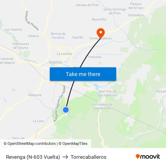 Revenga (N-603 Vuelta) to Torrecaballeros map