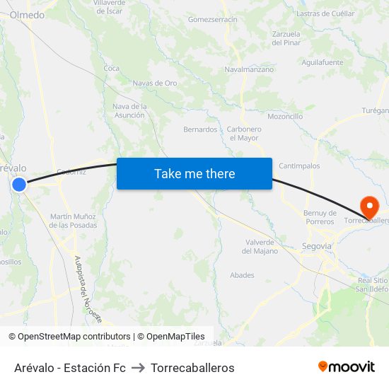 Arévalo - Estación Fc to Torrecaballeros map