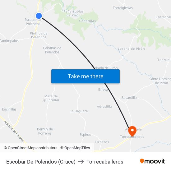 Escobar De Polendos (Cruce) to Torrecaballeros map
