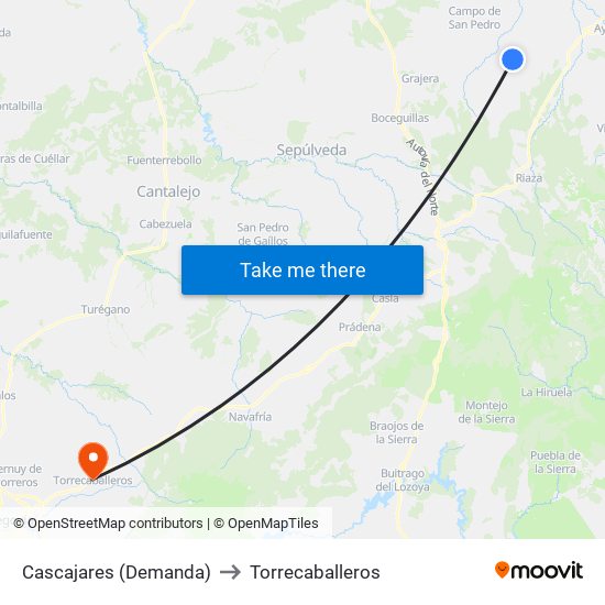 Cascajares (Demanda) to Torrecaballeros map