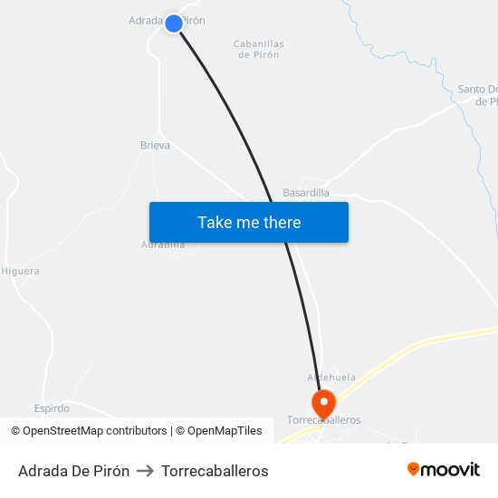 Adrada De Pirón to Torrecaballeros map