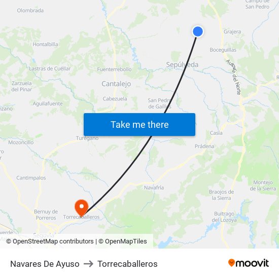 Navares De Ayuso to Torrecaballeros map