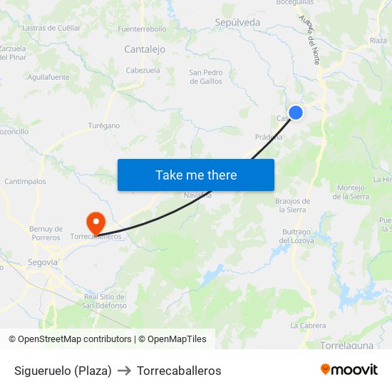 Sigueruelo (Plaza) to Torrecaballeros map