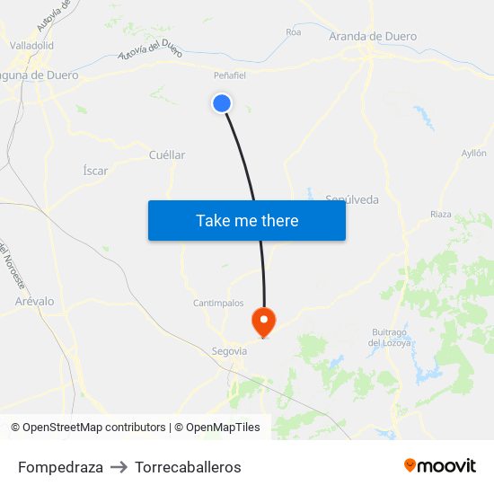 Fompedraza to Torrecaballeros map