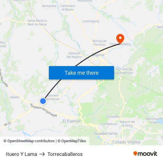Ituero Y Lama to Torrecaballeros map