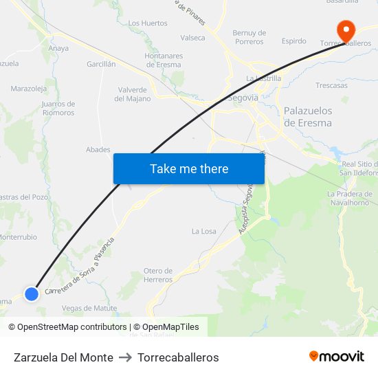 Zarzuela Del Monte to Torrecaballeros map