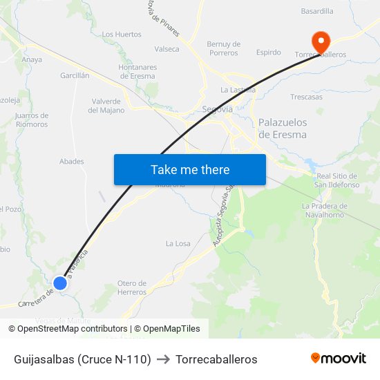 Guijasalbas (Cruce N-110) to Torrecaballeros map