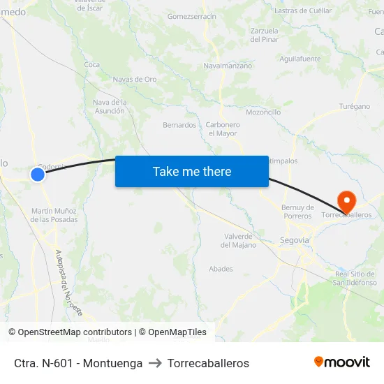 Ctra. N-601 - Montuenga to Torrecaballeros map