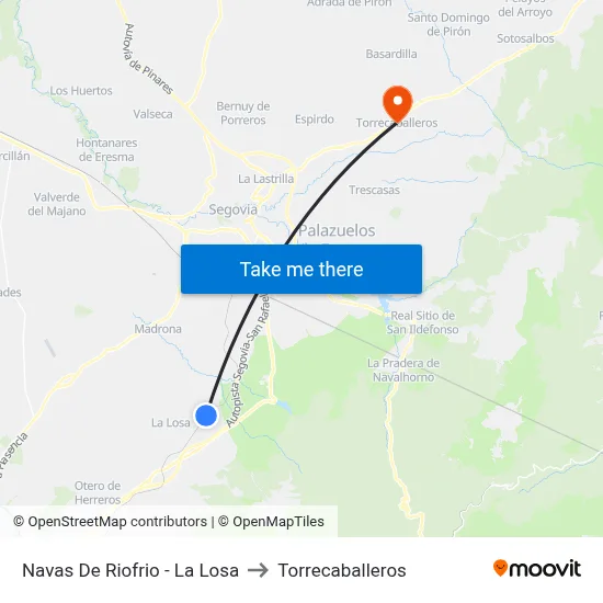 Navas De Riofrio - La Losa to Torrecaballeros map
