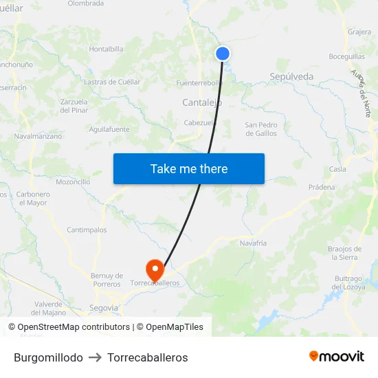 Burgomillodo to Torrecaballeros map