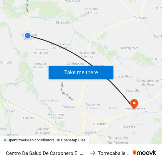Centro De Salud De Carbonero El Mayor to Torrecaballeros map