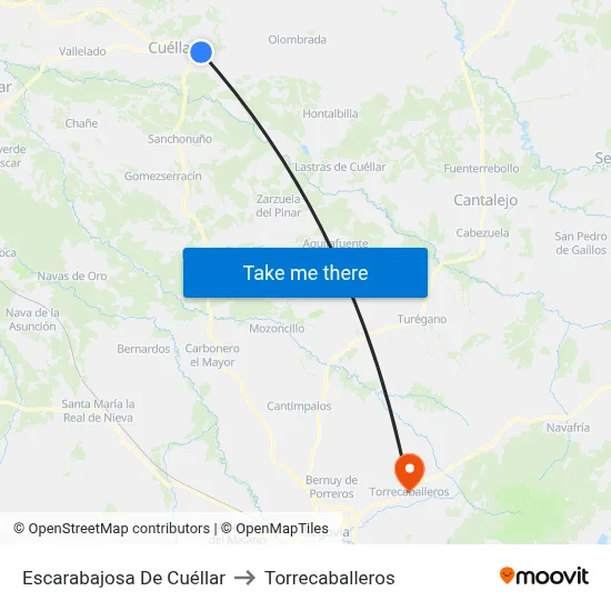 Escarabajosa De Cuéllar to Torrecaballeros map